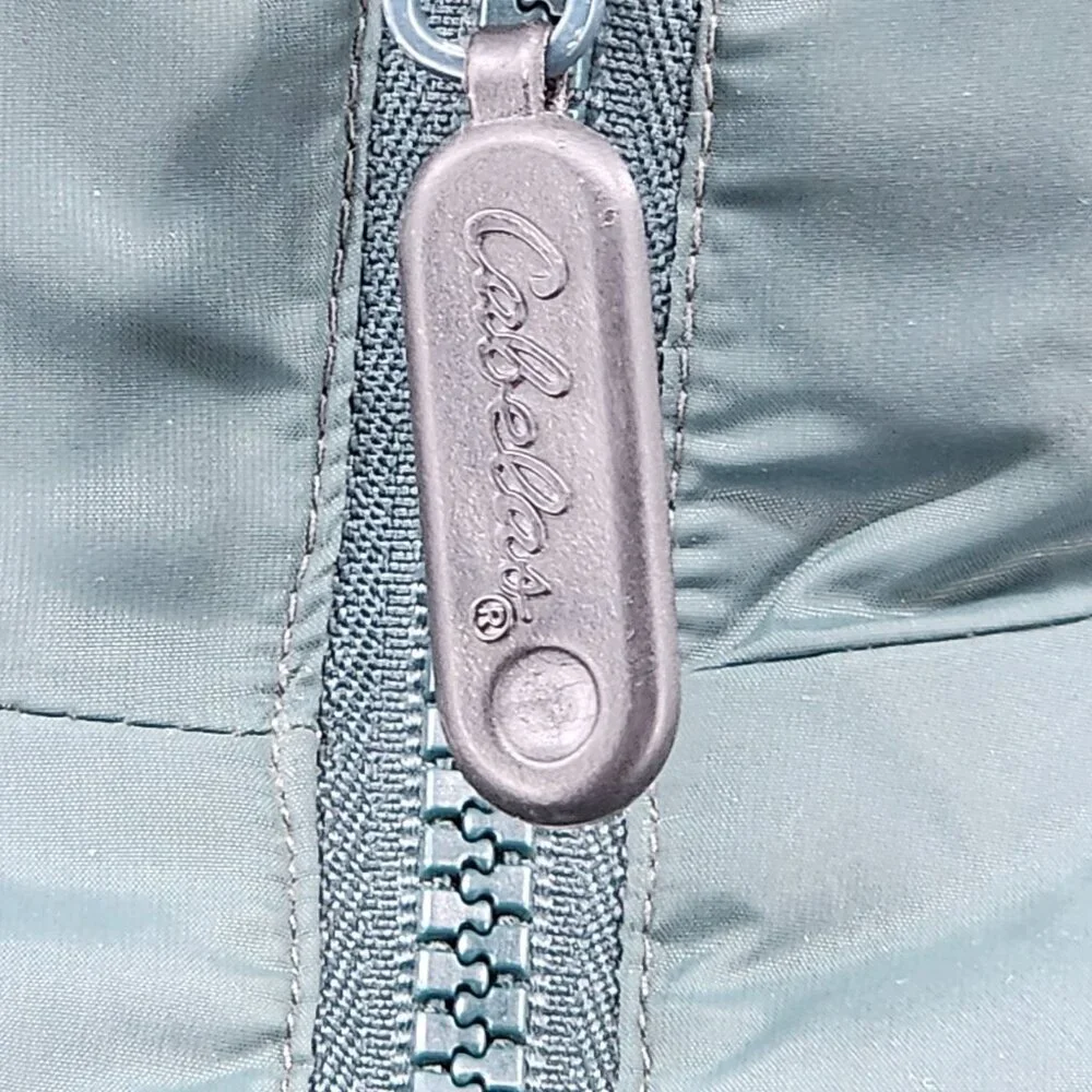 Cabelas XL Reg Reversible Premier Northern Goose Down Puffer Jacket Green & Beig - Picture 7 of 11